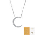 Sterling Silver Hollow-Out Wish Star Moon Necklace, Non-Fading Moissanite, Ins Style-0-7