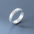 wholesale S925 Sterling Silver Frosted Moon Star Ring, Ethereal and Minimalist Design Sense Hand Accessory R01737-0-3
