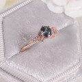 wholesale S925 Silver Cross-Border Fresh and Elegant Alexandrite Ring Simple Synthetic Alexandrite Colored Gemstone Ring Douyin-0-0