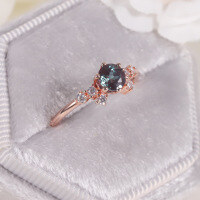 wholesale S925 Silver Cross-Border Fresh and Elegant Alexandrite Ring Simple Synthetic Alexandrite Colored Gemstone Ring Douyin-Synthetic Alexandrite Ring  US 9