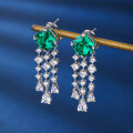wholesale Pure Silver Tassel Earrings with Nano Gemstone Ice Cut Earrings for Women Wholesale Jewelry Factory Technology Gemstones-0-1