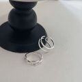 wholesale S925 Sterling Silver Minimalist Line Ring for Women, Korean Style New Double Layer Versatile Adjustable Open Band-0-1