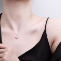 S925 Silver Pendant Necklace with Natural Chalcedony Fan Design-0-2