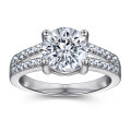 wholesale 925 Sterling Silver Women's 2-Carat Zircon Fashion Four-Prong Wedding Ring Silver Jewelry INS Wholesale Ring-0-1