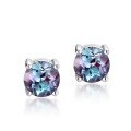 wholesale S925 Silver Korean Fashion Cultivated Alexandrite Earrings Women's Simple Four-Prong Stud Earrings Versatile Elegant Wholesale-0-5