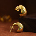 wholesale 18K Gold Plated 925 Sterling Silver Vintage Minimalist Bean Stud Earrings-0-2