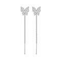 wholesale Sterling Silver S925 Diamond Butterfly Ear Thread Ins Niche Luxury Advanced Full Diamond Fringe Long Earrings M02940-0-4