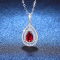S925 Silver Cross Cultured Emerald Moissanite Ruby Sapphire Necklace Wholesale-0-0