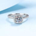 wholesale 925 Sterling Silver Women's Wedding Ring Micro Paved Four-Prong Set D Color 50 Points 1 Carat Square Halo Moissanite Ring Internet Famous Style-0-0
