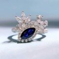 wholesale 925 Silver with Blue Sapphire 4*8mm Marquise Ring for Women,Ins Style with Diamond Accents, New Collection by Zhuozhifan Jewelry-0-5