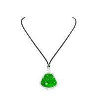wholesale Metal: 925 Silver Gold Plated High Carbon Drilled Muzo Green Natural Chalcedony New Chinese Style Jewelry Buddha Pendant for Women-Single pendant without rope 925 silver