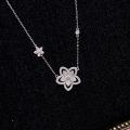 Metal Alloy Double Flower Full-Diamond Hollow Chain Necklace Direct Factory Price-0-3