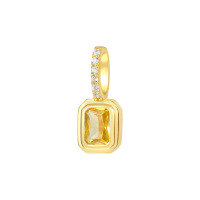 wholesale S925 Sterling Silver French Zodiac Necklace With Colorful Zircon Pendant-A3809-Yellow Zirconium/Gold Color_Single Pendant 925 Silver