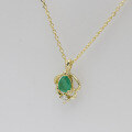 wholesale 10K gold jewelry Japanese retro-style emerald moissanite necklace, daily versatile piece, factory wholesale-0-2