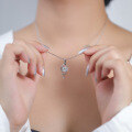 wholesale Sterling silver Cupid's arrow 1 carat D color moissanite necklace, versatile and unique design, luxury minimalist collarbone chain jewelry-0-3