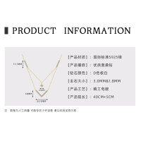 925 Silver 2-Carat Pink Diamond Invisible Necklace Mermaid's Tear Dopamine Pendant-V-shaped stacked necklace [K gold]  925 silver