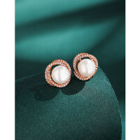 wholesale S925 Sterling Silver Freshwater Pearl Earrings for Women, Summer Minimalist Luxury Small Design High-End Sense New Earrings-Freshwater Pearl Earrings Rose Gold &gt; 925 Silver