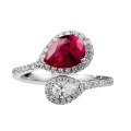 wholesale S925 Silver New Ins Style Pigeon Blood Red 6*8 Openable Minimalist Ring-0-4