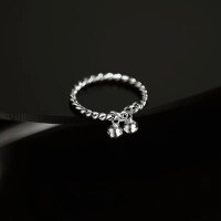 wholesale 925 Sterling Silver Double Bell Twist Ring for Women, Fashion Minimalist Style, Niche Design, Ins Polished Open Band-Double Bell Twist Ring/Approx. 1.59g&gt;JZ012820