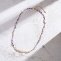 wholesale S925 Sterling Silver New Arrival Natural Purple Mica Freshwater Pearl Beaded Collarbone Chain-0-1