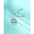 wholesale 925 Sterling Silver Four-Leaf Clover Necklace for Women, Versatile Small and Minimalist Korean Style Flower Pendant Collarbone Chain, Gift for Mother's Day-0-3