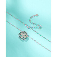 wholesale 925 Sterling Silver Four-Leaf Clover Necklace for Women, Versatile Small and Minimalist Korean Style Flower Pendant Collarbone Chain, Gift for Mother's Day-Four-leaf clover necklace 925 silver