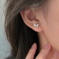 wholesale S999 Sterling Silver Butterfly Stone-Studded Earrings for Women, Light Luxury Fashion, Forest Style Exquisite Ear Accessories Trendy-0-0