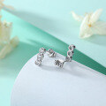 wholesale 925 Sterling Silver Earrings with Three Zirconia Beads in a Row, Women's Fashion Ins Small Batch Wholesale Ready to Ship-0-3