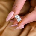 S925 Sterling Silver Cross-Border Moissanite 2ct Teardrop Crown Push Square High-Carbon Closed Women's Ring Supply-0-0