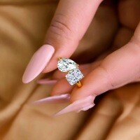 S925 Sterling Silver Cross-Border Moissanite 2ct Teardrop Crown Push Square High-Carbon Closed Women's Ring Supply-Two 4-carat (white gold) high-carbon diamonds, US size 9 (Hong Kong size 20).