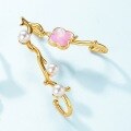 wholesale S925 Sterling Silver New Original Design Four-Leaf Clover Pink Shell Ear Clips Fresh Pearl Earrings Wholesale-0-2