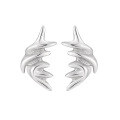 wholesale S925 Sterling Silver Small, Minimalist, Textured, Irregular Wing Design Earrings for Women-0-4