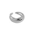 wholesale S925 Sterling Silver Minimalist Versatile Ellipse Smooth Textured Open Adjustable Ring for Women, Korean Version INS Niche Design-0-5