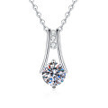 S925 Sterling Silver Moissanite Pendant Necklace, Women's Minimalist Luxury-0-3