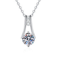 S925 Sterling Silver Moissanite Pendant Necklace, Women's Minimalist Luxury-6.5mm high-carbon stone  925 silver