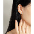 18K Gold Plated S925 Silver Four-Prong Ear Stud with Screw Back and Moissanite-0-2