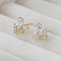 wholesale 9K Gold Japanese Fresh Academic Style Floral Zircon Stud Earrings-0-3