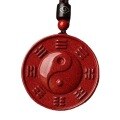 wholesale Metal material natural high-content genuine cinnabar Yin Yang Five Elements Bagua pendant authentic Taoist talisman Tai Chi Bagua diagram-0-4