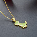 wholesale 925 Sterling Silver Cross-border Cartoon Dinosaur Necklace for Women, Animal Anime Collarbone Chain, DIY Jewelry, Drip Oil Pendant Drop-0-2