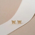 wholesale S925 sterling silver butterfly earrings for women, small and unique design, high-end style, new zirconia stud earrings-0-4