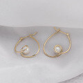 wholesale 9K gold French-style light luxury wind curve irregular design pearl earrings-0-2