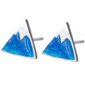wholesale S925 Sterling Silver Women's Fashion Gradient Blue Earrings, Enamel Drip Iceberg Triangle Geometric Small Earrings E5797-0-4