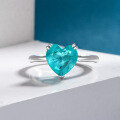 wholesale 925 Silver Plated Synthetic Paraiba 4ct Heart-Shaped 10*10 Ring for Women Fashion Minimalist Drop Shipping-0-1