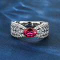 wholesale S925 Sterling Silver Ring for Women with Ruby, Zircon, High Carbon Diamond, Synthetic Ruby, Live Streaming Same Style, Niche-0-2