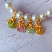 wholesale S925 silver gold-plated inlaid natural tourmaline pendant DIY bracelet necklace accessories ornament peace buckle pendant fashion-A random tourmaline