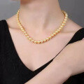 wholesale Metal material first, strong light perfectly round large 8mm South Sea golden pearl vintage French-style women's necklace-0-1