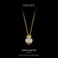 Sterling Silver Hollow Jumping Heart Crown Necklace-0-4