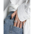 wholesale S925 Sterling Silver Open-Ended Ring for Women, Korean Version Ins Niche Design, Minimalist and Versatile Vintage Distressed Textured-0-3