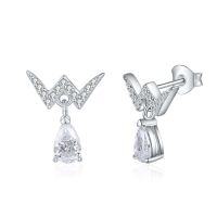 wholesale 925 Sterling Silver Amazon Cross-Border Best-Selling W Letter Earrings, Luxury European and American Brand Water Drop Tassel Earrings for Women, Niche-Platinum>925 silver