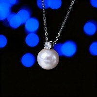 S925 Silver Moissanite Freshwater Single Pearl Pendant Necklace-18K gold moissanite 30-point GRA certificate  925 sterling silver pearl necklace 10mm